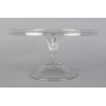 A late 18th/early 19th century glass tazza with silesian stem and domed folded foot. Height 15cm,