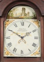 A Georgian oak longcase clock by James Foxton, Sutton Ashfield. Having twin swan neck pediment and