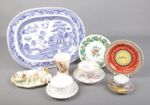 A collection of ceramics including Royal Doulton, Saxe, Crown Staffordshire, Copelands, Stone