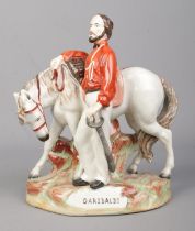 A 19th century Staffordshire figure, Giuseppe Garibaldi and horse, by Thomas Parr. Height 23cm.