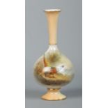 James Stinton for Royal Worcester, a porcelain vase with hand painted scene depicting pheasant in