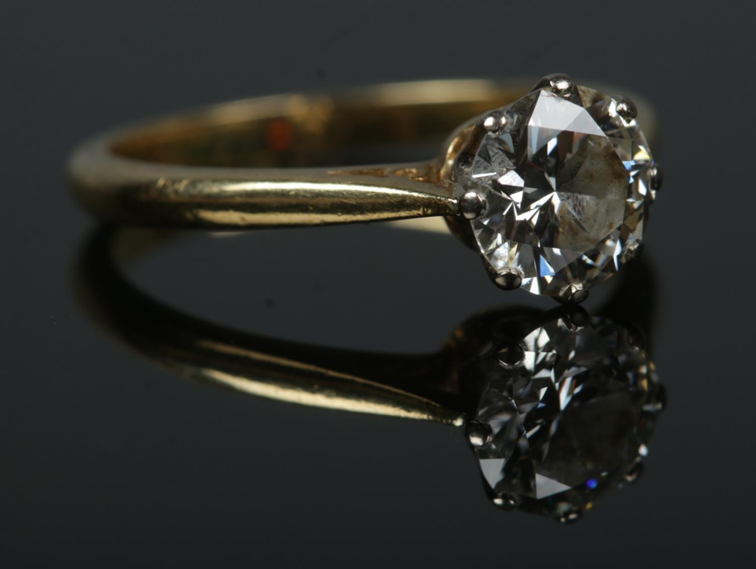 An 18ct gold diamond solitaire ring. Diamond approximately 1.25ct. Assay marks for London 1985. Size - Image 2 of 4