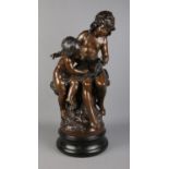 After Auguste Moreau, a large bronze sculpture, La Grande Soeur (The Big Sister), modelled as