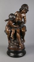 After Auguste Moreau, a large bronze sculpture, La Grande Soeur (The Big Sister), modelled as
