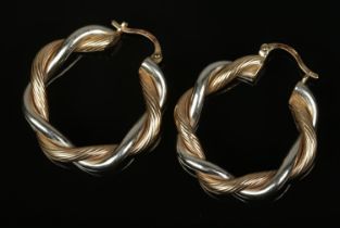 A pair of 9ct gold twist hoop earrings. Total weight 5.5g.