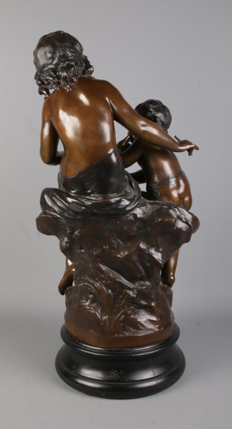 After Auguste Moreau, a large bronze sculpture, La Grande Soeur (The Big Sister), modelled as - Image 3 of 6