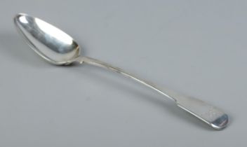 A George III silver basting spoon. Bearing JA monogram to terminal. Partial assay marks for