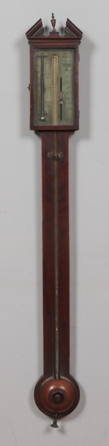 A 19th century D Gatty mahogany stick barometer. Length 100cm.