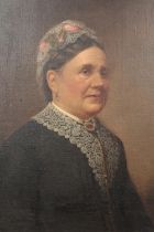 A late 19th/early 20th century gilt framed oil on canvas, portrait of a lady. Unsigned. 49cm x 39cm.