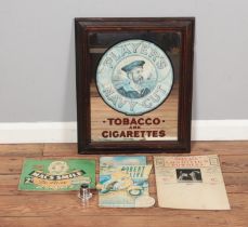A collection of advertising items, to include Players Navy Cut tobacco and cigarettes mirror, Macs