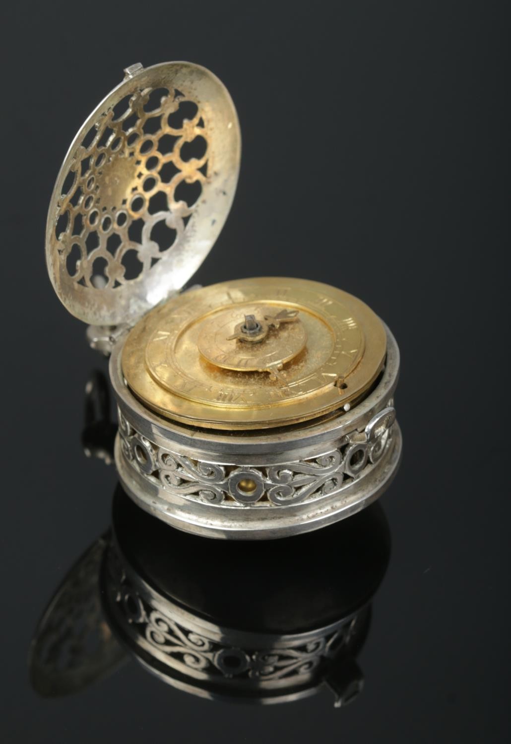 A tambour pendant watch with continental movement signed Lavrent Favre. The movement being 18th