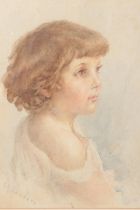GE Sanders, a small gilt framed watercolour, portrait of a young girl. 16.5cm x 12.5cm.