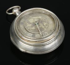 A William IV silver pair cased pocket watch, the movement engraved for Mitchell, London. The