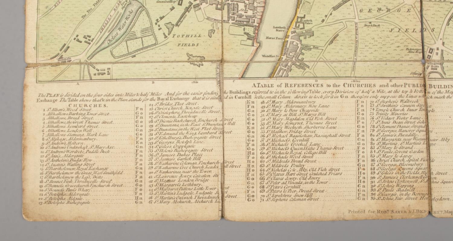 An 18th century cloth map of London, Westminster and Southwark. Dated 1781. Printed for Rob - Image 2 of 4