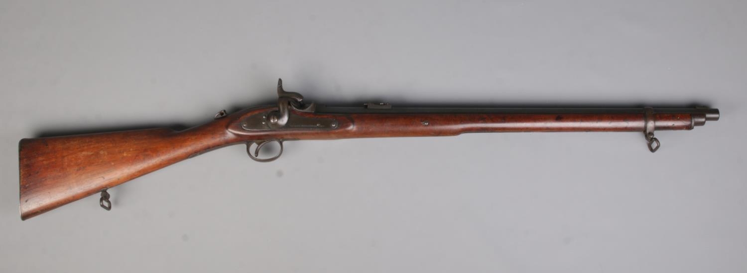 A Westley Richards & Co monkey tail carbine with walnut stock. Stamped Whitworth Patent. Barrel - Image 2 of 4