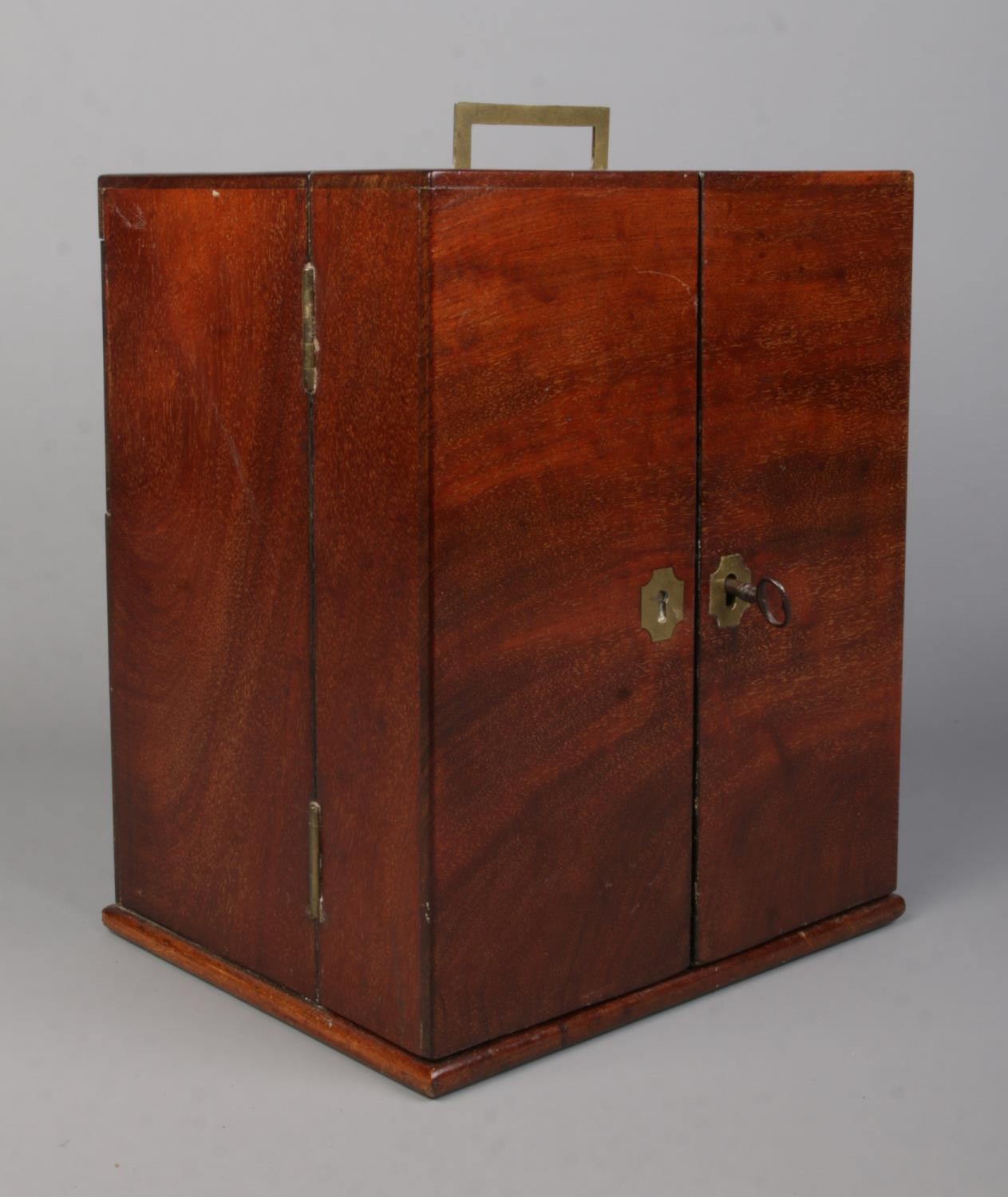 An early 19th century mahogany apothecary cabinet with double door front. Having brass campaign - Image 2 of 4