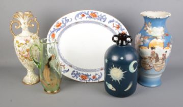 A collection of assorted ceramics and glassware to include Royal Worcester meat plate, large