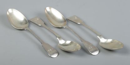 Four early 19th century Scottish silver table spoons. Assayed Edinburgh 1830 by John Austen. 156g.