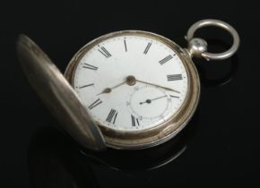 A George V silver full hunter fusee pocket watch. Assayed London 1919.