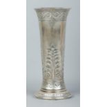 A Victorian silver trumpet shaped vase. Assayed Sheffield 1895 by James Deakin & Sons. Height