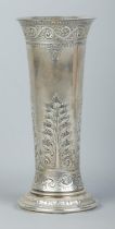 A Victorian silver trumpet shaped vase. Assayed Sheffield 1895 by James Deakin & Sons. Height