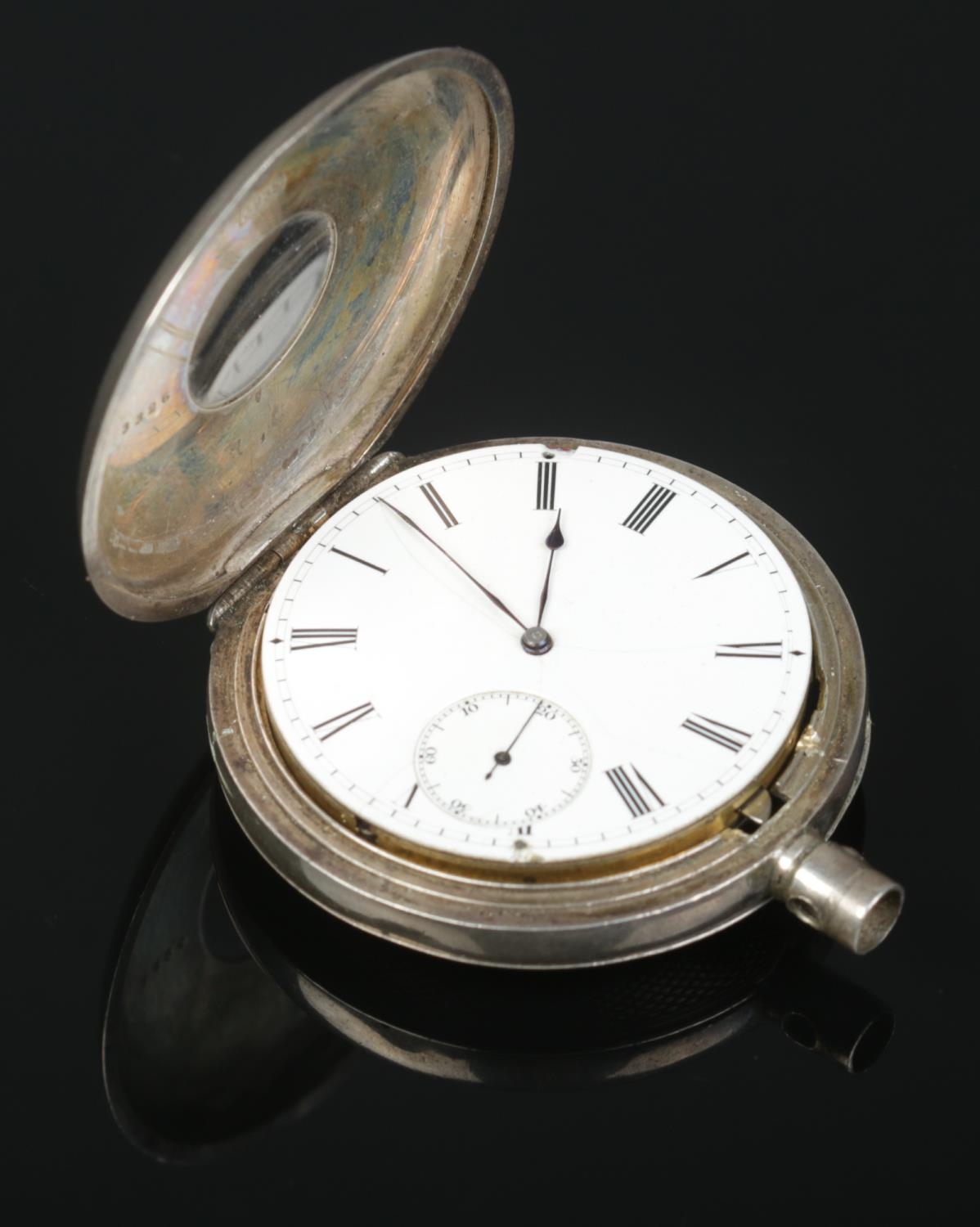 A continental silver demi hunter repeater pocket watch. Stamped 935. - Image 2 of 4
