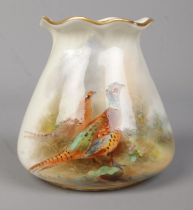 James Stinton for Royal Worcester, a porcelain vase with hand painted decoration depicting a male
