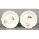 James Stinton for Royal Worcester, two porcelain dessert bowls with hand painted scenes depicting