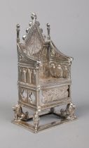 A miniature silver model of The Coronation Chair. Assayed Birmingham 1910 by Adie & Lovekin Ltd.