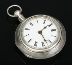 A George III silver pair cased fusee pocket watch. The movement marked for Thomas Watson, London.