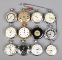 Twelve assorted pocket watches, to include Ingraham USA, Smiths, Sekonda and Ingersoll examples.