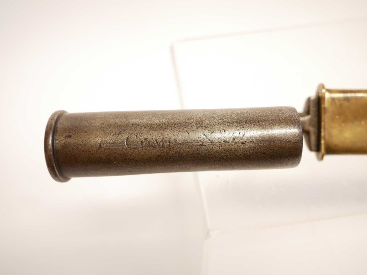 Brown Bess socket bayonet, the ricasso stamped W.G. with a star, the socket with faint engraving ' - Image 3 of 8
