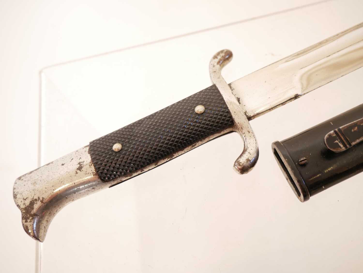 German fire department parade bayonet and scabbard, 7 3/4inch blade, the ricasso is unmarked. - Image 3 of 9
