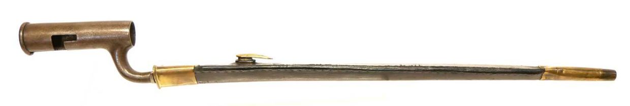 Brown Bess socket bayonet, the ricasso stamped W.G. with a star, the socket with faint engraving '