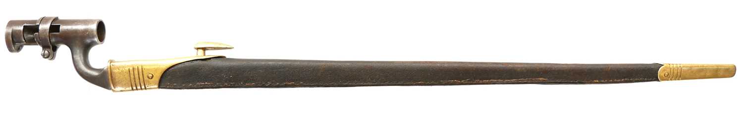 British Martini Henry Pattern 1876 socket bayonet and scabbard, with War Department stamps. Buyer