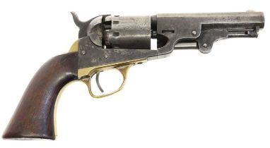 Manhattan .36 percussion revolver, 4inch sighted octagonal barrel with maker address, engraved six