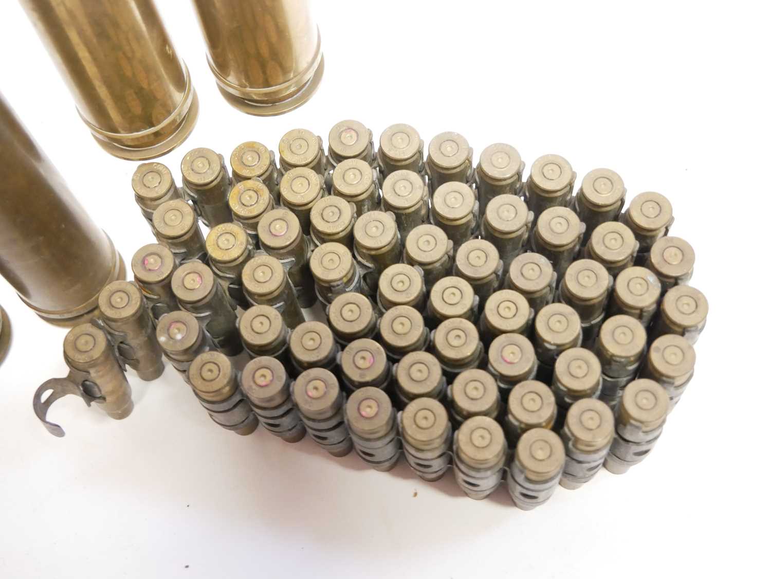 Collection of shells and inert ammunition, including two dummy 30mm rounds, and two empty cases, a - Image 2 of 6