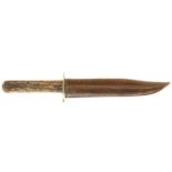 Sheffield bowie knife for the American market, c.1890 by Colquhoun and Cadman, stag horn grips,