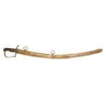 British 1796 pattern troopers sabre and scabbard, curved blade with single fuller, fish skin bound