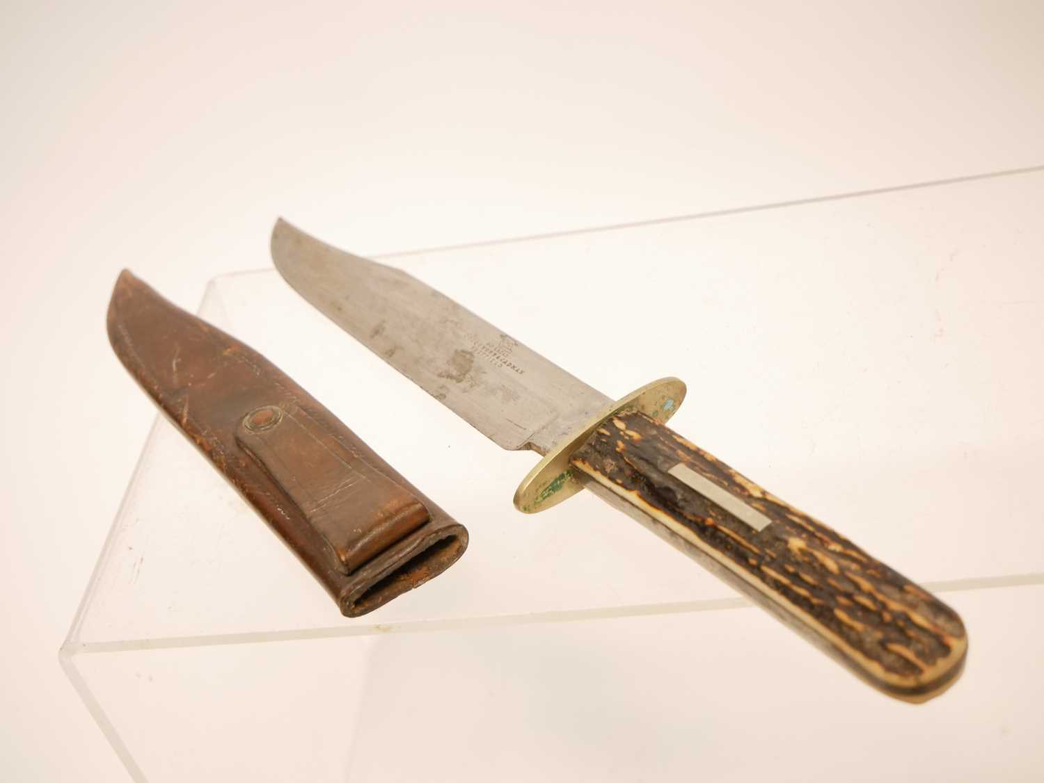 Sheffield bowie knife for the American market, c.1890 by Colquhoun and Cadman, stag horn grips, - Image 6 of 6