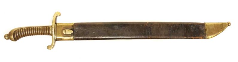 German pioneer M.1845 short sword and scabbard, the ricasso stamped with gothic JR and PDL maker