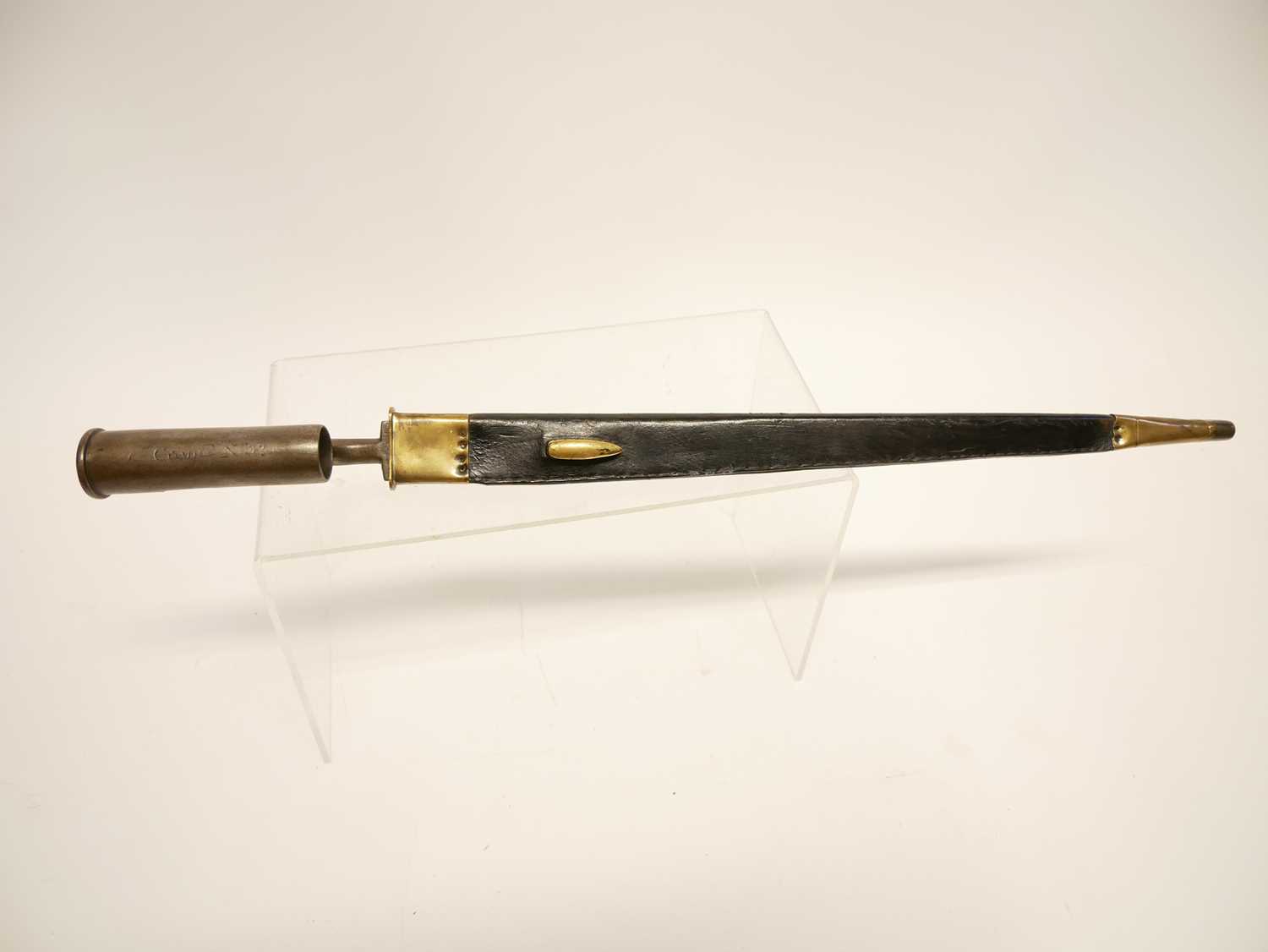 Brown Bess socket bayonet, the ricasso stamped W.G. with a star, the socket with faint engraving ' - Image 4 of 8