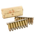 Sixteen original inert 9 X 23mm cartridges in chargers for M1912 Steyr-Hahn pistol and the MP34