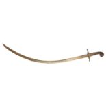 Turkish Ottoman Shamshir, curved single fuller blade, simple crossbar hilt and leather bound horn