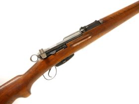 Swiss Schmidt Rubin K31 7.5x55 straight pull rifle, 26inch barrel secured by two barrel bands, the