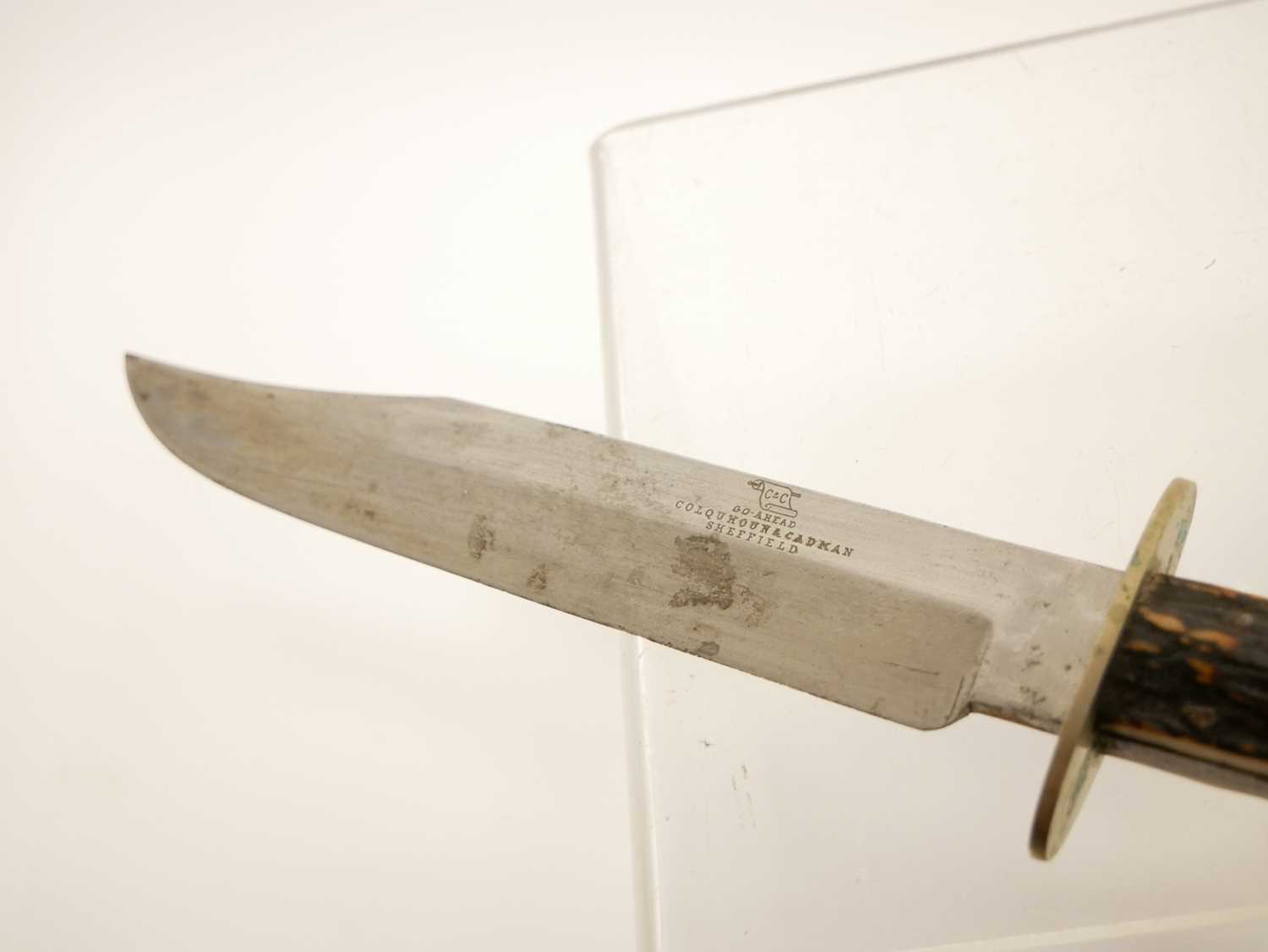 Sheffield bowie knife for the American market, c.1890 by Colquhoun and Cadman, stag horn grips, - Image 5 of 6