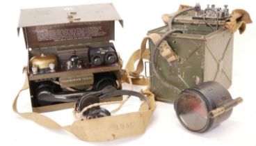 Military telephone set, D. MkV YA1853, with morse code and headphones, together with a military