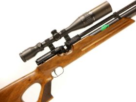 Weihrauch HW100 .22 air rifle, 20 inch barrel with moderator, textured pistol grip stock, with one