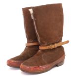 Pair of British RAF 1941 pattern flying boots, brown suede with sheepskin lining, size 10,