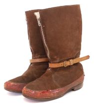 Pair of British RAF 1941 pattern flying boots, brown suede with sheepskin lining, size 10,